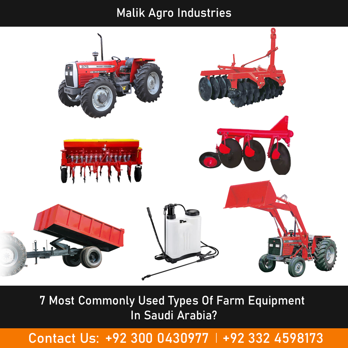 Are you looking for high-quality farm equipment in Saudi Arabia? Discover the commonly used types of farm equipment offered by Malik Agro Industries. From tractors to harvesters, irrigation systems to livestock handling equipment, find out how these tools can enhance your agricultural operations.